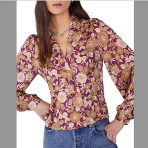 BNWT Favorite Daughter Rani Floral Long Sleeve Button Down Collared Blouse, S